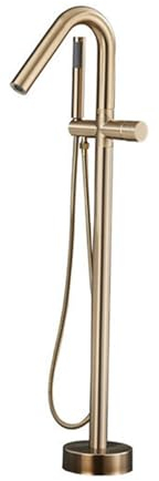 BiaoTeng Badewannenarmatur Freistehend Gebürstetes Gold Messing Einhebelmischer Mit 1, 5 m Brauseschlauch Armatur FüR Freistehende Badewanne, Gebürstetes Gold