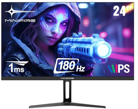 Minifire 24 Zoll FHD Gaming Monitor -180Hz 1ms (MPRT) mit 1080p PC Monitor Gaming,Support AdaptiveSync, HDR 10, Low Blue Light, Fadenkreuz | 1 × HDMI 2.0 & DP 1.4 & 4000:1 Kontrast (MFG24F4)