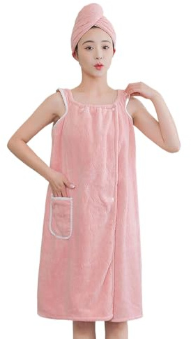 Women Sling Bath Wrap Towel Absorbent Shower Wrap Robe Coral Fleece Shower Spa Body Wrap Adult Wearable Bathrobe Beach Sauna Shower Robe