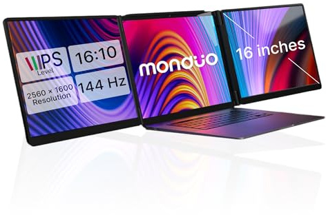 Monduo Pro Duo 16 Dual Display Extender IPS 2K 144Hz 100% DCI-P3 Compatible with MacBook M1/M2/M3 and Windows, HDMI/USB-C, Ideal for Gaming and Professional Use