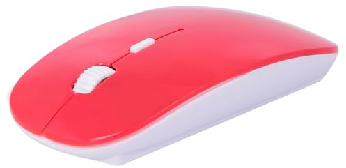 REY Ratón Inalámbrico sin Cables, Extraplano, Color Rojo Brillo
