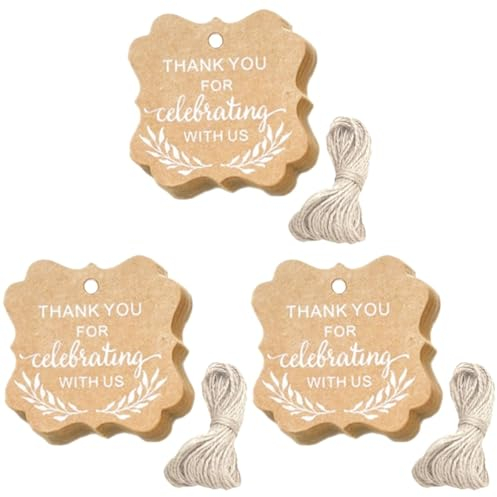 Lurrose 300stücke Kraftpapier Geschenkanhänger Mit Schnur Dankeschön Etiketten Für Hochzeiten Partys Und Beschreibbare Tags Für Persönliche Projekte Und Dekorationen