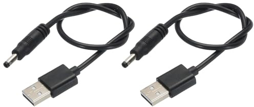 sourcing map USB to DC Power Cable 0.3 M USB to DC 4.0mm x 1.7mm 5v Power Cord Black for Mini Fan Camera Mobile Phone Tablet Devices 2 Pcs