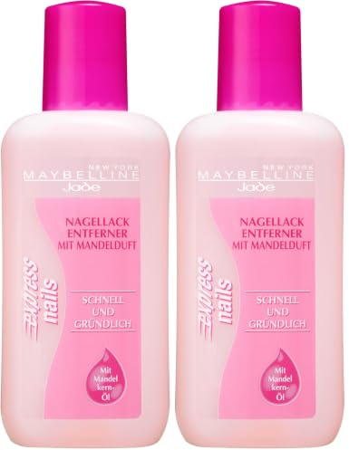 Maybelline Jade Nagellackentferner mit Aceton, Pflegend, Express Nails, 125 ml (Packung mit 2)