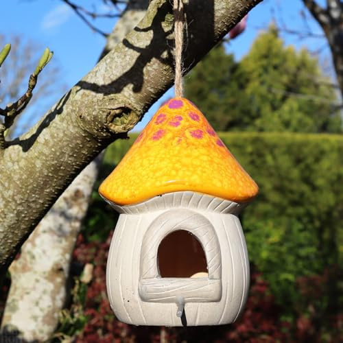 Terracotta Bird House Feeder 17cm Orange Hanging Garden Wild Birds Outdoor Station