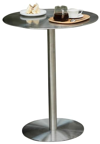Runder Bartisch, hoher Tisch, Theken-Bistro-Pub-Tische aus Edelstahl, runder Cocktailtisch, Küchen-Thekenhöhen-Esstisch, moderner hoher Kaffee-Besprechungstisch (Size : 60x60x105cm)