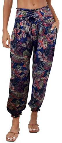 Famulily Comfortable Trousers for Women Loose High Waist Yoga Harem Trousers Sports Lounge Pants Navy Blue L