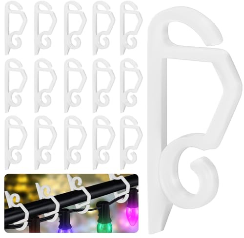 ADERTOS Gutter Hooks,150 PCS Christmas Lights Gutter Clips Xmas Gutter Hanging Hooks Plastic Light Gutter Hang Clips Heavy Duty Gutter Light Clips for Outdoor Christmas Xmas String Lights (White)