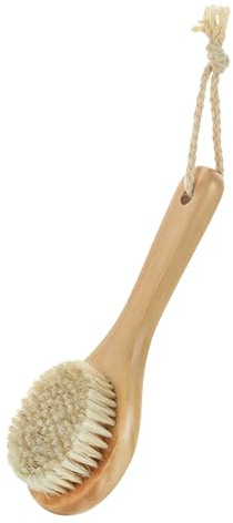 Brosse Dos Douche, Brosse Exfoliante Corps, Brosse de Bain, Dry Brush, Dos avec Manche Court, Polyvalente Humide et Sèche, pour Exfoliation Corporelle et Massage, 20cm pour Spa Usage Quotidien