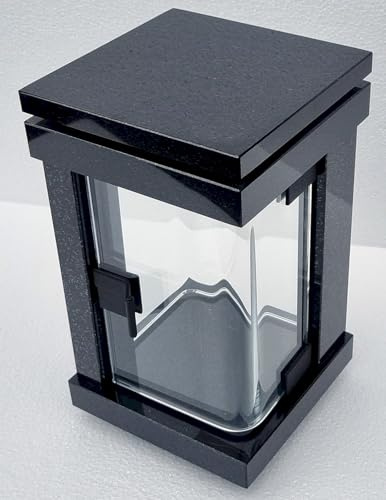 designgrab Exklusive Schwarze Grablampe Modern-Design Höhe 25cm, 12x12cm