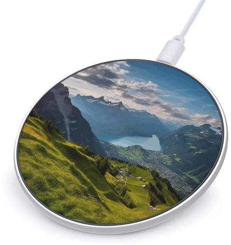 Wireless Phone Charger Charging Pad Switzerland Alps Printed Cordless Charger Applicable to Mobile Phones with Wireless Charging Function Charging Pad (No Adapter)