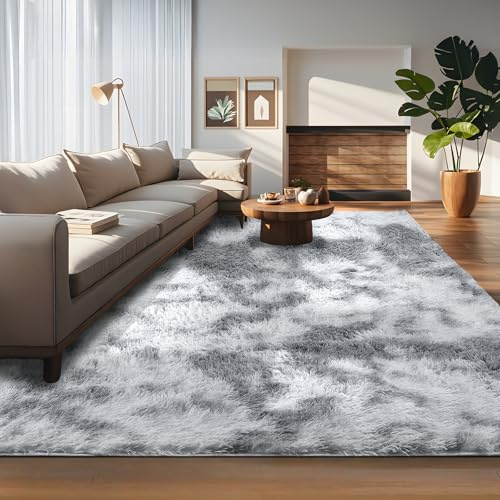 Untimaty Rugs Living Room - 120x180cm Grey Large Rug for Living Room | Ultra Soft Fluffy Shaggy Rugs for Bedroom, Nursery Carpets for Kids Room Home Decor, Non Shedding, Anti-Slip Backing (Grey)