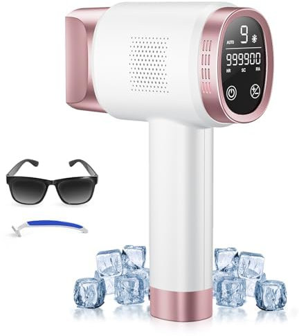 Épilateur Lumière Pulséee avec Fonction de Refroidissement, 21J Épilateur Laser avec Grand Écran LCD, Fonctions HR/SC/RA,9 Niveaux D'énergie, Épilation IPL Douleur pour Femmes Hommes Visage Bikini