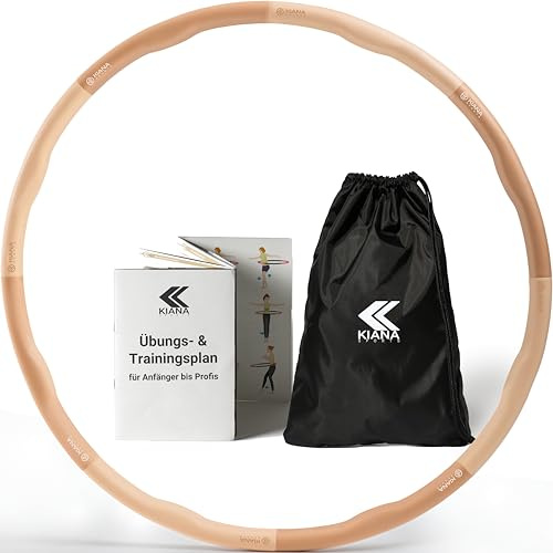 KIANA SPORTS Hula Hoop Reifen Erwachsene - Gymnastikreifen [1,2 kg] | 100 cm Durchmesser, Hoola Hoop aus Deutscher Entwicklung, Fitnessreifen im Wellendesign, inkl. Übungsplan und Tasche