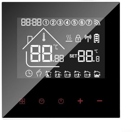 Für Smart Home kompatibles WiFi-Thermostat mit Touchscreen-Display für Wasserbodenheizung (schwarze Wasserheizung)