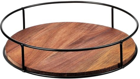 Alipis Bandeja Giratoria Bandeja Decorativa Redonda Organizador De Mesa Almacenamiento De Llaves Madera Resistente