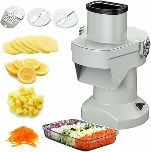 XSDAJSD Cortadora de Verduras eléctrica, cortadora Comercial, Cuchillas de Acero Inoxidable, picadora automática de Frutas y Verduras para Uso doméstico y Comercial.