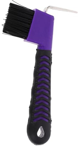GRIRIW Cepillo Limpiador de Cascos para Caballo con Mango de Goma Antideslizante, Acero Inoxidable y Cerdas de Nailon, Tamaño Estándar, para Cuidado y Aseo Diario de Color Aleatorio