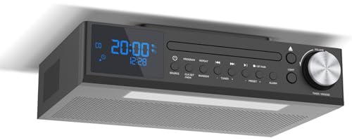 MONODEAL Küchenradio mit CD Player, Bluetooth, Radio mit 2*2W Lautsprecher | Unterbauradio mit 30 Senderspeicher, Wecker, Fernbedienung, Platzsparend für die Küche