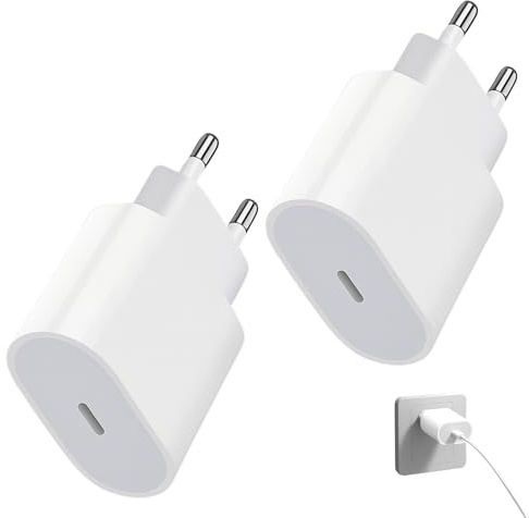Menibeuty 2 Pack 20W Chargeur USB C Kindle, Murale Prise USB C Adaptateur Bloc Chargeur Compatible avec i -Phone 16 15 14 Pro Max/16/15/15/14/13/12/11/SE/XS/XR/8, i -Pad Air 5/4, Galaxy