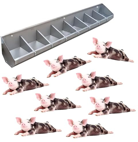 Futtertrog Für Vieh Futtertröge für den Bauernhof/Viehfuttertrog mit Trennwand, 1 m/5 Bit – 2 m/10 Bit, große Futter- und Tränken für Schweine im Freien/für Schäfer/Schweineställe(1.5m/4.9ft 8bit)