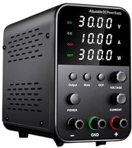 Zambuph Fuente de alimentación regulada con conmutación Ajustable Pantalla Digital Alarma de Cortocircuito Perilla Ajuste del codificador Pantalla LED, 30 V 5 A