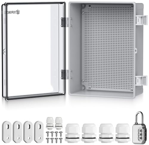 EYPINS Vattentät fördelningsbox IP67, kopplingsdosa vattentät ABS-plasthölje utomhus eluttag, växellåda, strömlåda med monteringstillbehör 40 x 30 x 16 cm | transparent kopplingsskåp