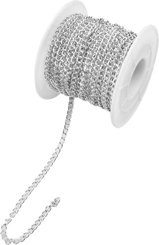 YapitHome 20m Schmuckkette Gliederkette Silver Schmuckherstellung Zubehör für DIY Halskette Basteln, Chmuck Herstellung(Silber-20m，4 * 2.7mm)