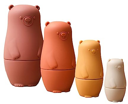 Xoktlde 4Pcs Russische Nesting Dolls Stapelspielzeug Für Kinder Matroschka Cartoon Silikon Tischdekorationen Silikon Nesting Puppen Spielzeug