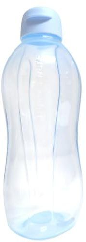 Tupperware to Go Eco Easy 2,0 Liter Ecoeasy Flasche XXL Trinkflasche mit Clipverschluss für Getränke Wasser unterwegs Flip Top Flasche 2000ml Eisblau hellblau blau