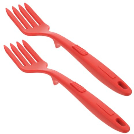 SHINEOFI 2 pièces Fourchettes Silicone Cuisine Grandes Fourchettes Antiadhésives pour Pâtes Salades et Nouilles Frites Ustensiles Cuisine Pratiques et Résistantes Chaleur