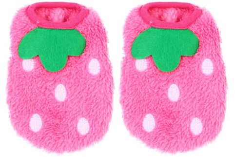 HOUDERCO 2 Stück Warme Kaninchen Kostüm Hundebekleidung für Kleine Hunde Chihuahua 2XS Rosa Thermisch Atmungsaktiv