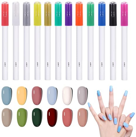 Penna Smalto per Unghie 12 Pezzi Marcatori Ad Asciugatura Rapida Per | Pennarello con Smalto Gel per Casa Pratica Feste e Salone di Manicure