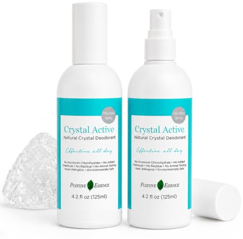 Natural Crystal Deodorant Spray, Mineral Deodorant, Unscented, No Aluminium Chlorohydrate, Thai Crystal, for Men & Women, 125 ml (2 Pack)