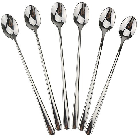 Long Handle Spoon, 9-inch Ice Tea Spoon, DEALIGHT Premium 18/10 Stainless Steel Iced Teaspoon for Mixing, Cocktail Stirring, Tea, Coffee, Milkshake, Cold Drink, Set of 6 (Heavy Duty)
