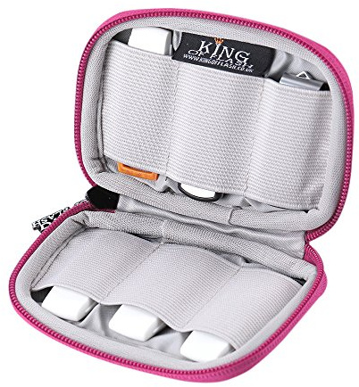 USB Flash Drive Case With Premium Quality Padded Protection For Up To 6 Flash/Key Drives, Flash Drive Case Organizer - King of Flash (Hot Pink)