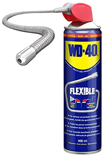 WD-40 Multifunktionsprodukt Flexible 400 ml – Mit biegsamem Sprührohr für enge Stellen, löst festsitzende Mechaniken & Rost, beseitigt Quietschen, verdrängt Feuchtigkeit, schützt & reinigt