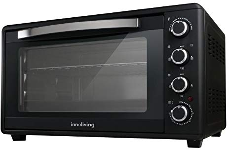 Innoliving Four électrique ventilé rôtissoire, 60L, 1600W, température 230°C, 4 fonctions minuteur, arrêt automatique, signal acoustique