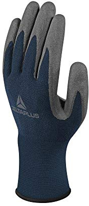 Delta Plus VV811GR06 Gants tricotés fins à base d'eau 100% polyamide Paume enduite de polyurée Bleu marine/gris Taille 06