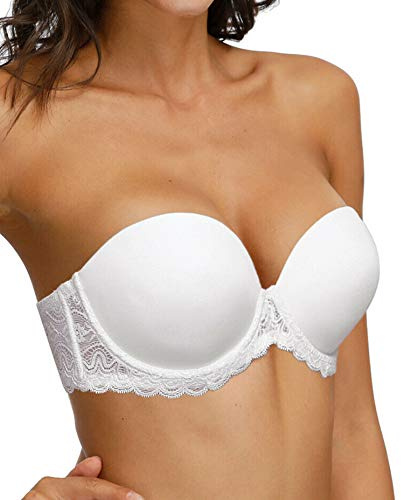 36G White Strapless Clear Back Bras with Straps Plus Size Multiway Lift Up