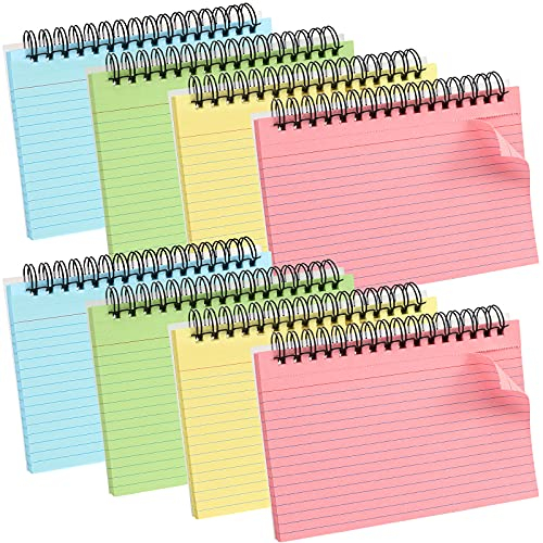 Koogel 400PCS Colored Index Cards, 4x6 Ruled Index Cards with Rings for Back to School, Heavy Notecard Study Flashcard with Waterproof Cover for Studying To Do List School College Supplies, 4 Colors