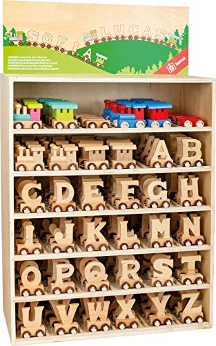 Personalisierbares Holz-Zug-Alphabet A-Z Buchstaben Kinder Geschenk Kinderzimmer Baby Dekoration (4 Buchstaben + Vorder- + Rückseite)