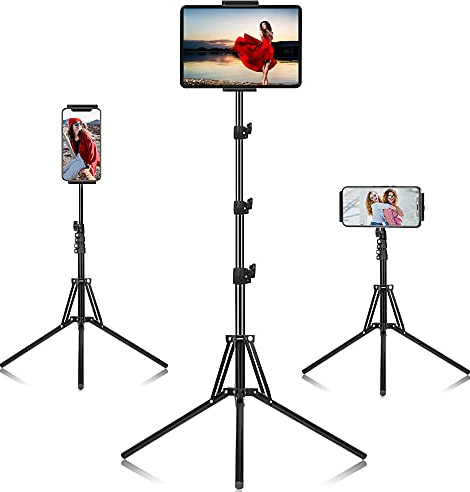 SAMHOUSING Ipad Tripod Stand, with 65 inch Height Adjustable iPad Stand Holder & iPad Floor Stand with 360° Rotating iPad Tripod Mount for iPad Pro, iPhone, Kindle, and All 4.5-12.9 Inch Tablets