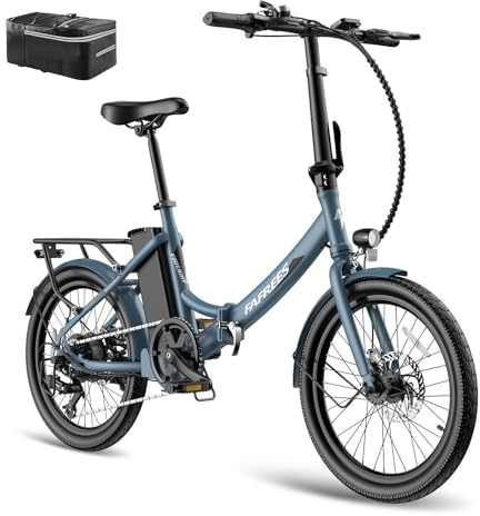 Fafrees Bici Elettrica Pieghevole Donna Uomo 20 Pollici, 36V 20 Ah Bicicletta Elettrica 250W Ebike da Città, 90KM Pedalata Assistita E-bike, 7 Velocità, F20 Light Upgrade Blu