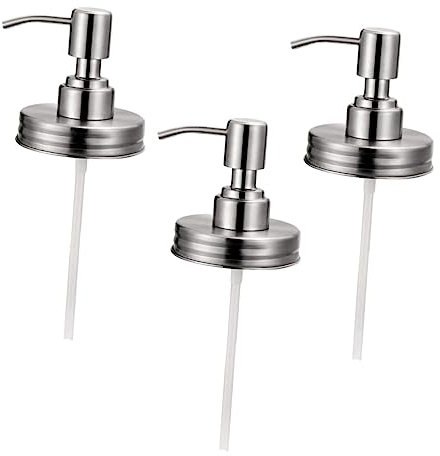 Cabilock 3 Piezas Dispensador De Bomba De Acero Inoxidable Accesorio para Bomba De Botella De Loción Cabezal para Repuesto Uso Cocina o Baño