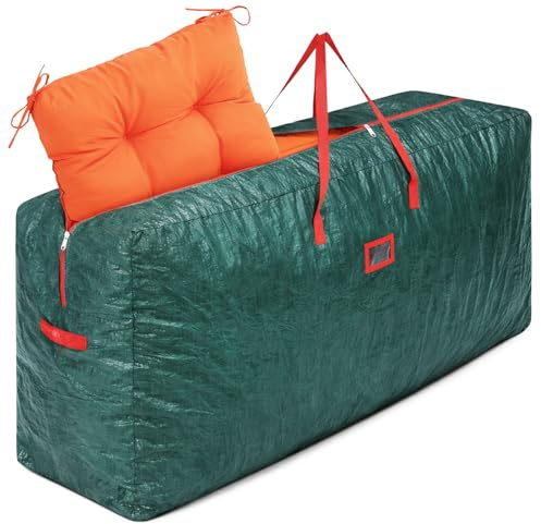 GARPROVM Groß Aufbewahrungstasche für Gartenauflagen XXL, 476L Auflagentasche für Polsterauflagen Gartenpolster Aufbewahrung, Verpackungstasche Umzugstasche PP Stoff Wasserabweisend, 165x38x76cm