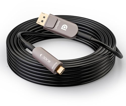 CHENLENIC USB C to Displayport 4K Fiber Optic Cable USB 3.1 Type C to Displayport Cable, Thunderbolt 3/4 Compatible, for MacBook Pro/Air (A0109-AOC-15M)