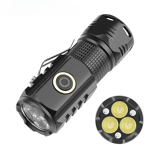 SteJar Mini lampe de poche 4 modes USB-C rechargeables, petites lampes de poche LED puissantes à haute luminosité, lampe torche tactique avec clip, lampe de poche compacte portable pour inspection