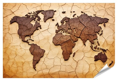 islandburner Prime XXL Bild Poster Weltkarte Im Vintage Stil Weltkarte Premium Bilder Fotodruck