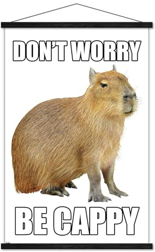 Trends International Capybara - Be Cappy Wall Poster, 22.37 x 34.00, Print and Black Hanger Bundle